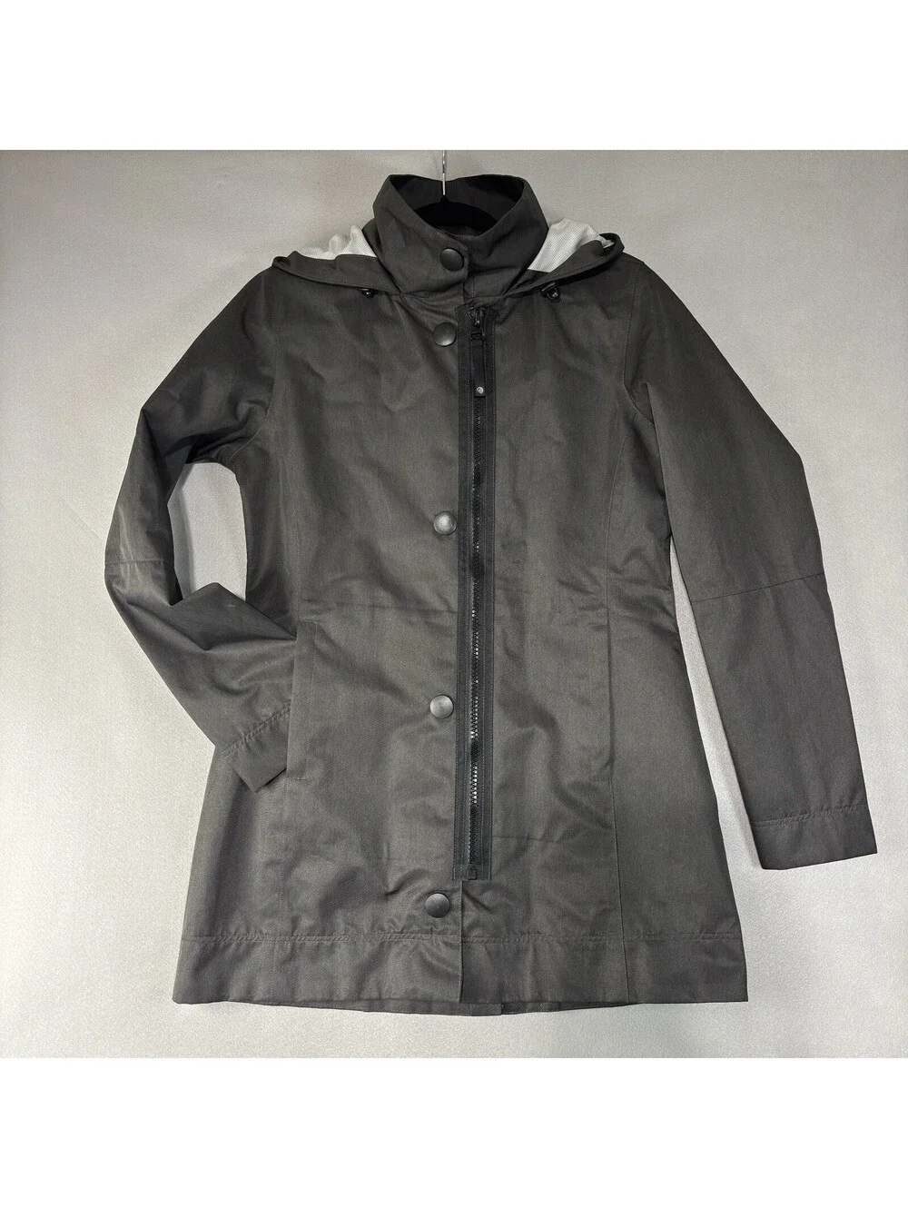 MPG Womens Hooded Windbreaker Jacket Gray Size Small